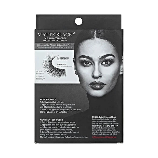 KISS Lash Couture Matte Black Faux Mink Eyelashes Multipack, Matte Twill, Black, Natural Looking, Cruelty-Free & Vegan, Ho...