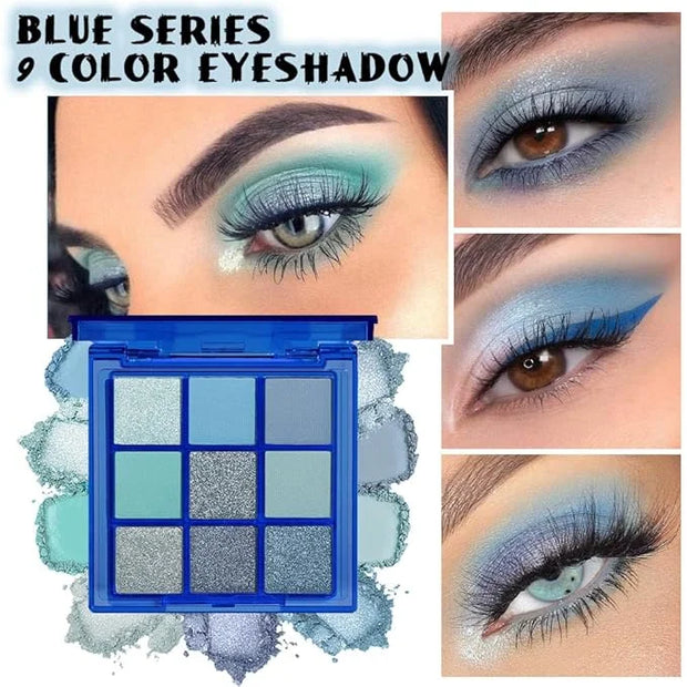 Sapphire Blue Smoky Eye Shadow Palette,Navy Royal Blue Green Goth High Pigment Natural Eyeshadow Palette,Waterproof,Blenda...