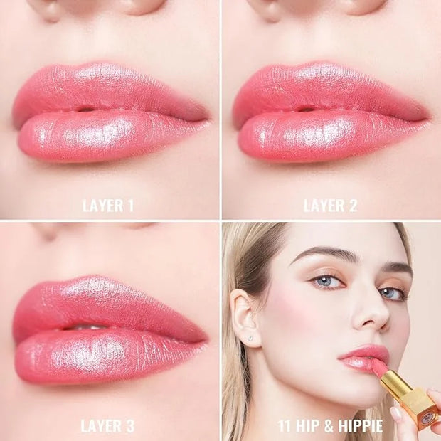 Oulac Pink Lipstick for Women with Metallic 3D Shine Lightweight Hydrating Formula, High Impact Lip Color, Vegan Beauty, F...
