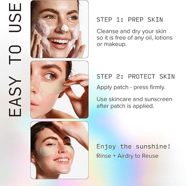 Reusable Under Eye Sunblock Patches, 100% Silicone Sunscreen Under Eye Patches for UV Protection, Face Stickers with UPF 5...