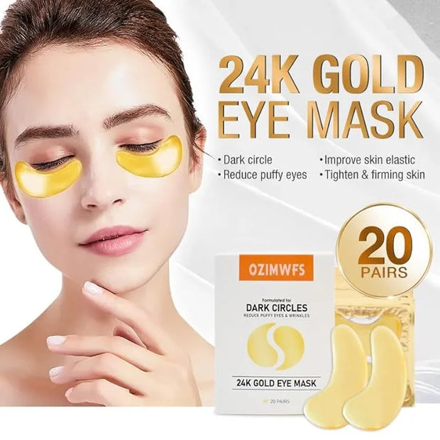 Organic 24K Gold Eye Mask with Collagen. Treatments reduce Puffy Eyes and Dark Circles Reduce Wrinkles and Fine lines - Pr...