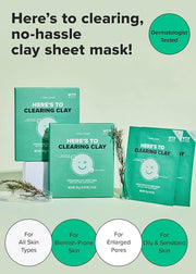 I DEW CARE Face Sheet Mask - Here's To Clearing Clay | Daily Exfoliate, Decongest, Minimize Pores, Soothe, Infused with 3-...
