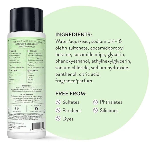 J.R. Watkins Daily Hydration Shampoo, Aloe & Green Tea - 12 fl oz (Pack of 2) - Product Image