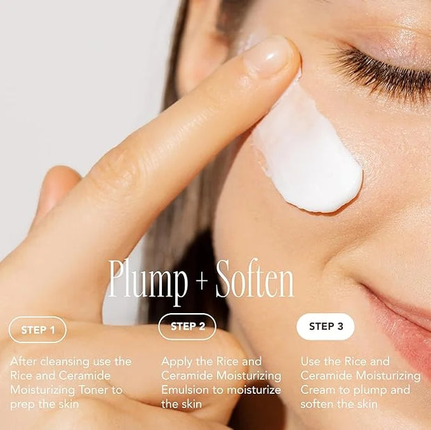 The Face Shop Rice Ceramide Moisturizing Cream - Rice Extract + Rice Bran Oil - Hydrating Targets Dryness, Brightening - D...
