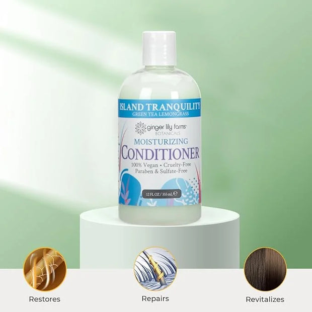 Ginger Lily Farms Botanicals Moisturizing Conditioner for Dry Hair, Island Tranquility, 100% Vegan & Cruelty-Free, Green T...