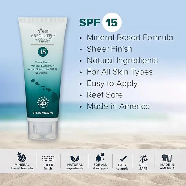 SPF 15 Mineral Sunscreen - Broad Spectrum Water Resistant Moisturizer Lotion For Body & Face - With Non-Nano Zinc Oxide, V...