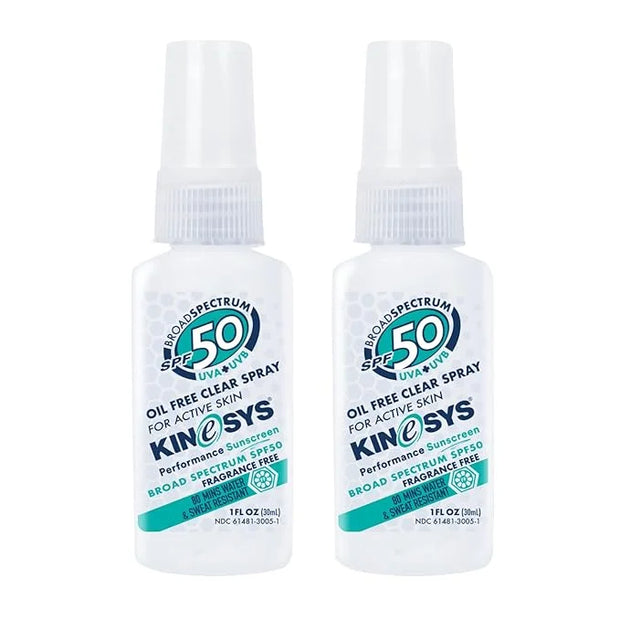 KINeSYS Fragrance Free Clear Spray Sunscreen for sensitive skin, SPF 50, Hypoallergenic, Broad Spectrum UVA/UVB protection...