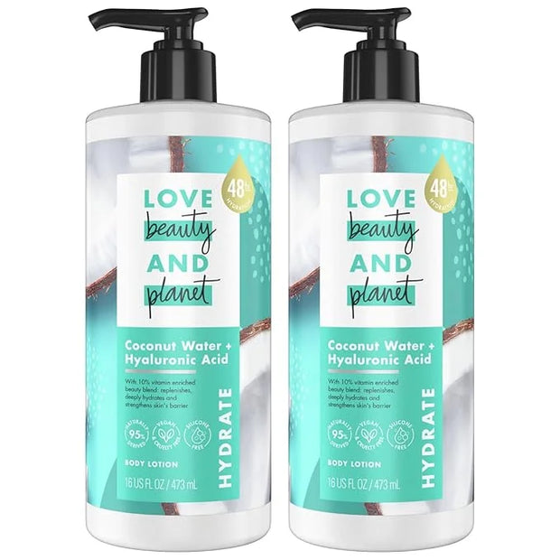 Love Beauty And Planet Lotion - Moisturizing Coconut Lotion with Hyaluronic Acid, Natural Body Lotion for Women, Dry Skin ...