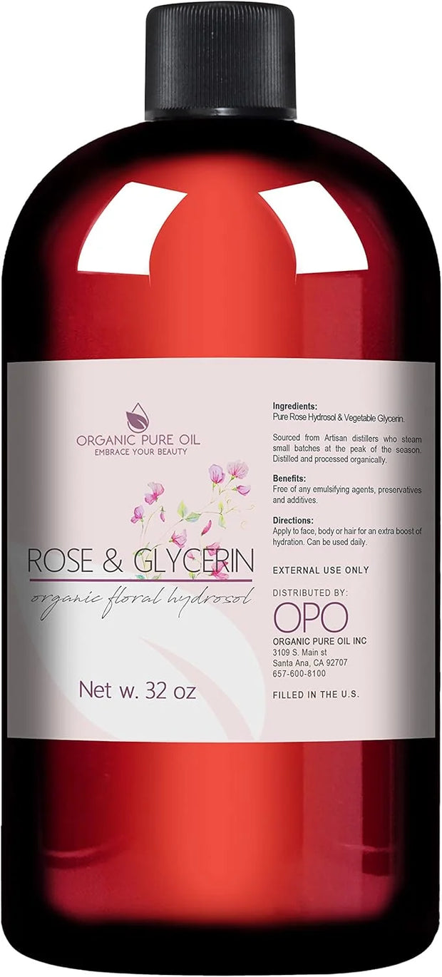 Rosewater Glycerin Mist Toner Bulk Spray Facial Body Floral Cleanser Pure Rose Hydrosol Vegetable Glycerine Moisturizing C...