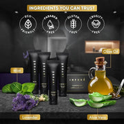 Infuse Black | Amenity & Accessory Kit | 1 oz Travel Size Shampoo, Conditioner, Lotion, Body Wash, Body Bar, 2 Cleansing B...