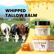 Whipped Beef Tallow and Honey Balm, Grass Fed Grass Finished Face Cream for All Skin Types - Grass-Fed Beef Tallow & Raw W...