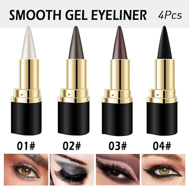 Kaely 4Pcs Black Brown Silver Gray Gel Eyeliner Pencil, Waterline Eyeliner for Older Women 60 Plus, Crayon Eye Liner Water...