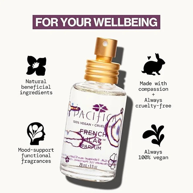 Pacifica French Lilac Spray Perfume – Clean Vegan Floral Fragrance for Women, Fresh-Cut Lilac & Powdery Magnolia Notes, Lo...