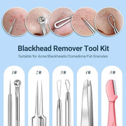 TsMADDTs Blackhead Remover Tools, Ingrown Hair Tweezers, Pimple Popper Tool Kit, Blackhead Extractor, Eyebrows Tweezers fo...