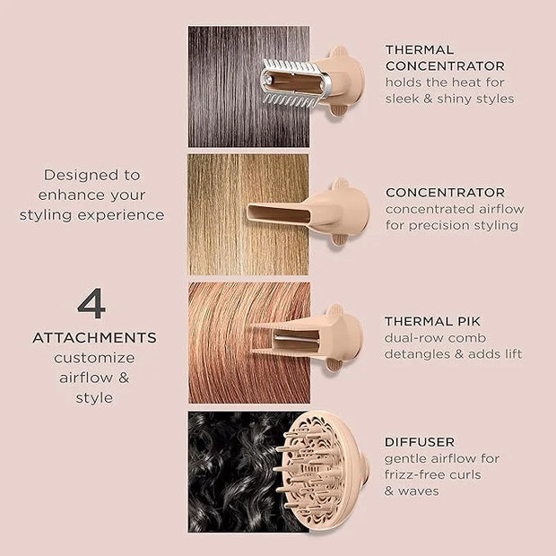 Conair Infiniti Pro Hair Dryer with Diffuser plus 3 Other Attachments | Performa Series Hair Dryer | Blow Dryer with Profe...