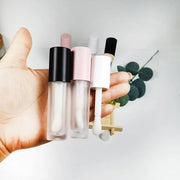 COSIDEA 24 pcs 5ml empty big brush lip gloss tube with stopper (Frosted bottle, Pink cap) - Product Image