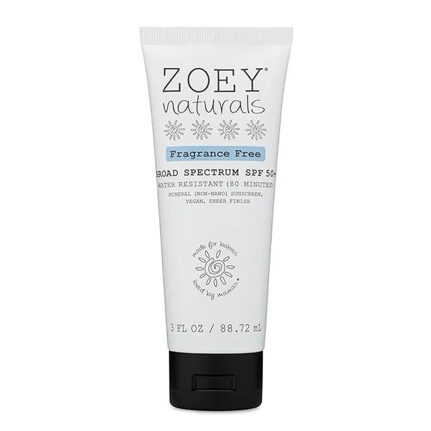 Zoey Naturals SPF 50+ Sunscreen for Babies & Children - Water-Resistant, Reef-Safe, Non-Nano Zinc Oxide, for Sensitive Ski...