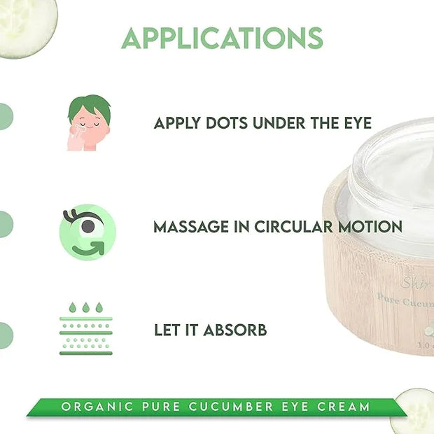 Shir-Organic Pure Cucumber Eye Cream For Dark Circles Eye Puffiness Wrinkles Instant Hydration Anti Aging Eye Cream for Al...