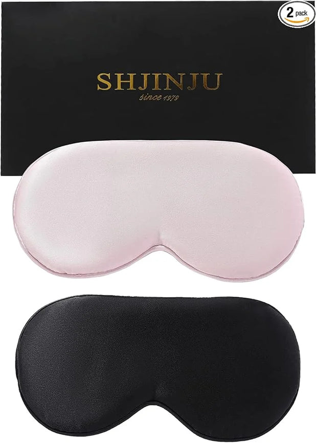 2-Pack 100% Real Natural Silk Eye Mask, Silk Sleeping Mask, Shade Puffy Eye Gift with Adjustable Straps, Sleep Eye Mask, S...