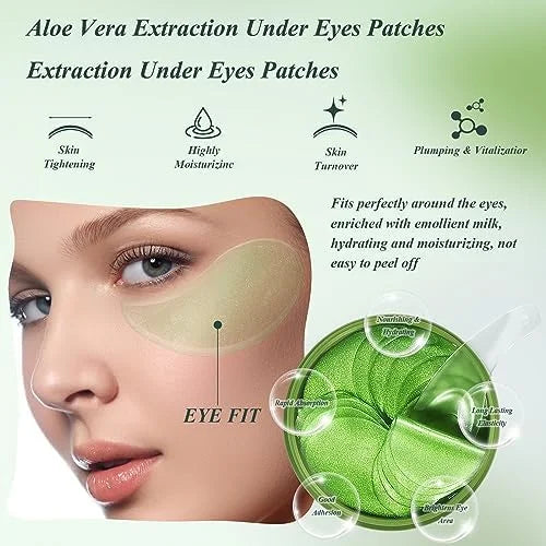 Aloe Vera Under Eye Mask - 60 PCS Aloe Vera Under Eye Patches - Combat Puffy Eyes,Aloe Vera Collagen Eye Mask Dark Circles...