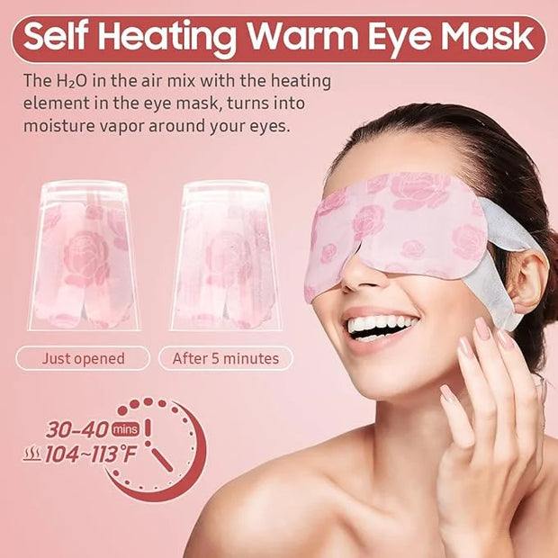 30Packs Steam Eye Mask, Heated Eye Mask Warm Compress for Eyes, Self Heating Warm Eye Masks Disposable Steam Mask for Home...