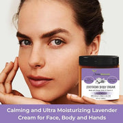 RaGaNaturals Natural Face and Body Butter Cream for Dry Skin - Calming, Nourishing & Hydrating Lavender Body Cream for Wom...