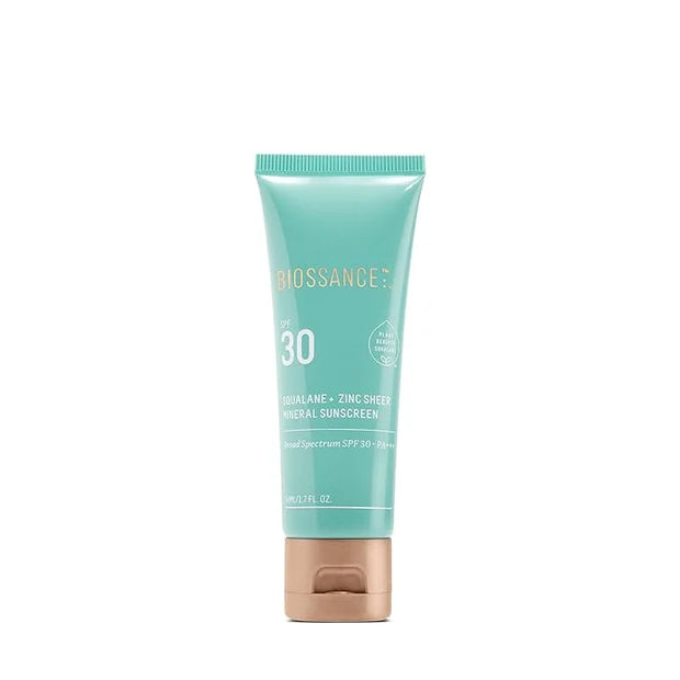 Biossance Squalane + Zinc Sheer Mineral Sunscreen. Broad-Spectrum SPF 30 PA+++ Zinc Oxide Sunscreen That Protects and Hydr...