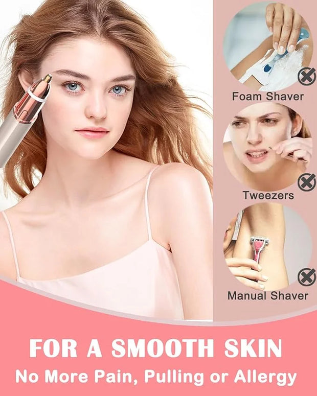 Facial Hair Removal Eyebrow Trimmer 2 in 1, Portable Facial Hair Remover for Women, Travel Rechargeable Hair Razor Bikini ...