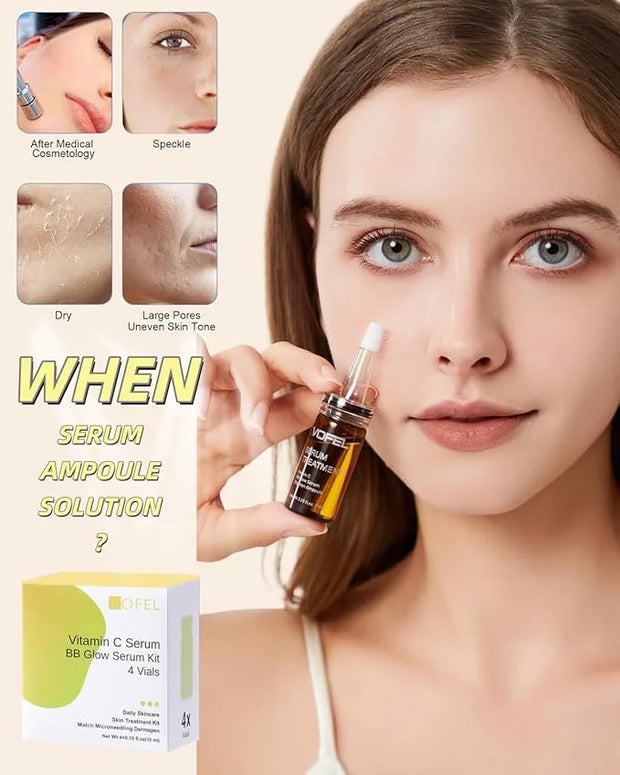 Vitamin C Serum for Face Hyaluronic Acid Serum Anti Aging Moisturizer 0.35 oz 4 Vials Facial Serums BB Glow Starter Kit (4...