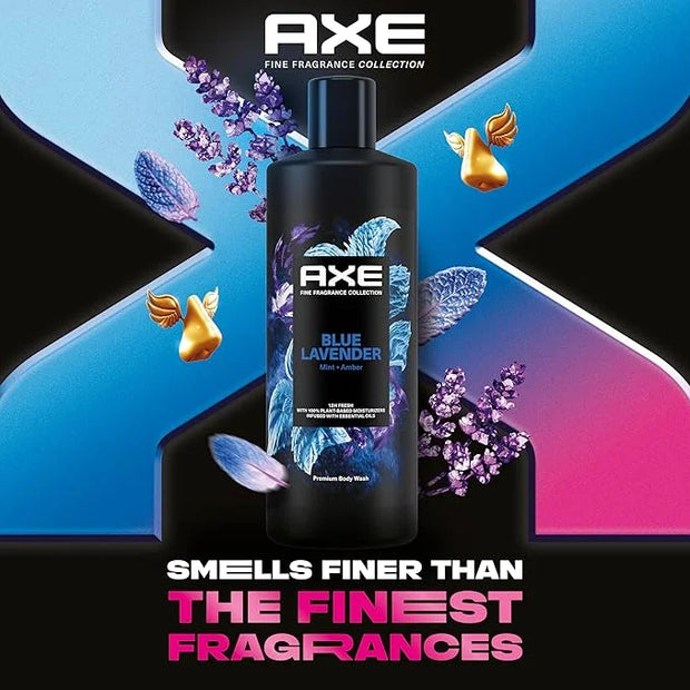 AXE Fine Fragrance Collection Body Wash For Men Blue Lavender 4 Count 12h Refreshing Scent Shower Gel Infused with Lavende...