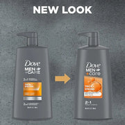 DOVE MEN+ CARE 2-in-1 Shampoo + Conditioner Thick + Strong 4 count for Fortifying Hair from Root to Tip, with Calcium, 25....
