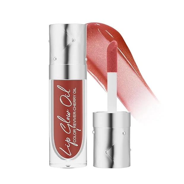 Hydrating Lip Glow Oil Long-Lasting Nourishing Lip Gloss Moisturizing Non-Sticky Plumping Lip Stain Tinted Cherry Oil Lip ...