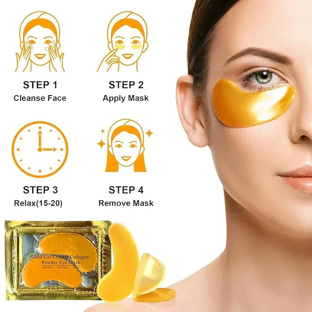20 Pairs Lip Masks & Eye Masks,V- Face Lift Strap, 24K Gold Gel Crystal Collagen Eye Pads,Moisturizing Lip Mask Crystal Pa...