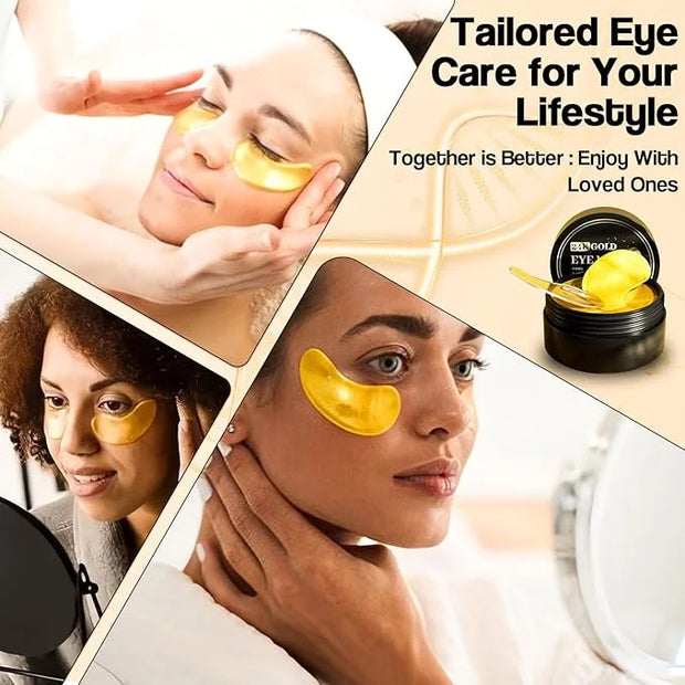 24K Gold Eye Mask (60PCS) – Gold Eye Patches for Puffy Eyes & Dark Circles, 24K Gold Under Eye Masks for Dark Circles and ...
