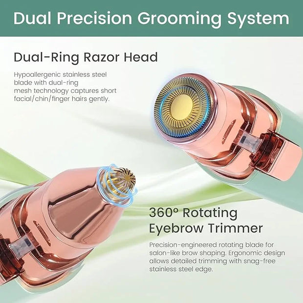 Hatteker Eyebrow Facial Trimmer, 2 in1 Rechargeable Hair Removal and Eyebrow Shaver - Face Lips Body Painless Razor with B...