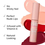 Ruby Kisses Lip Gloss Butter Bomb Gloss Non-Sticky Lip Gloss Vitamin E Natural Nude Lip Makeup - 7.8mL (0.26 US fl.oz) (Fa...