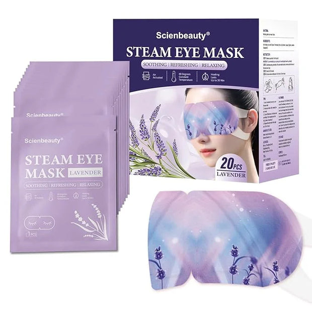 Scienbeauty Steam Eye Mask 20 Packs Lavender Heated Eye Mask Disposable Warm Eye Compress for Dry Eyes,Self Heating Moist ...