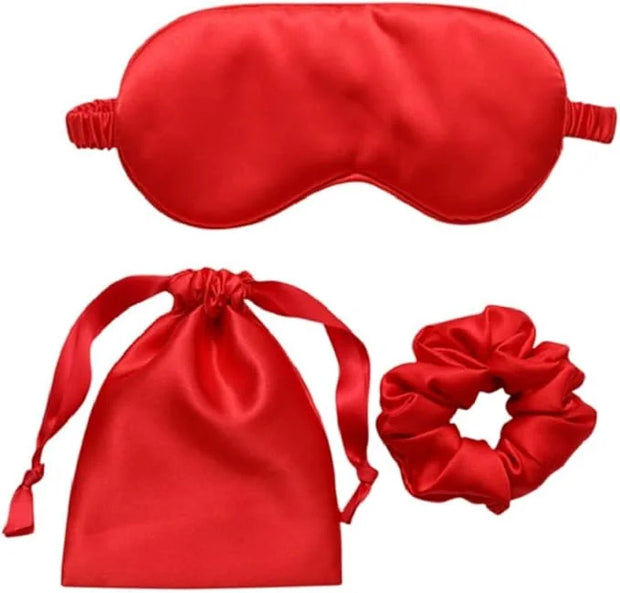 Silk Satin Sleeping Eye Mask, Red Sleep Eye Night Blindfold for Women and Men, Soft Breathable Blackout Eyeshade Eye Cover...