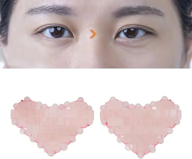 2Pcs Rose Quartz Eye Mask, Jadestone Eye Patch Reduce Facial Edema Relieve Eye Strain Heart Shaped Stone Eye Pad for Massa...