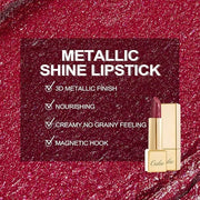 Oulac Wine Red Lipstick for Women with Metallic 3D Shine Lightweight Hydrating Formula, High Impact Lip Color, Vegan Beaut...