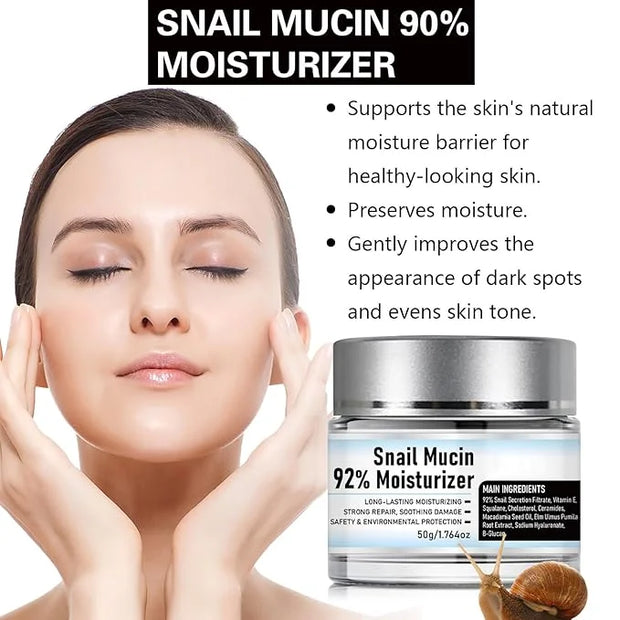 Snail Mucin 92% Moisturizer Daily Face Gel Cream, Hydrating Repair Face Gel Cream, Advanced Snail 92 All In One Cream for ...