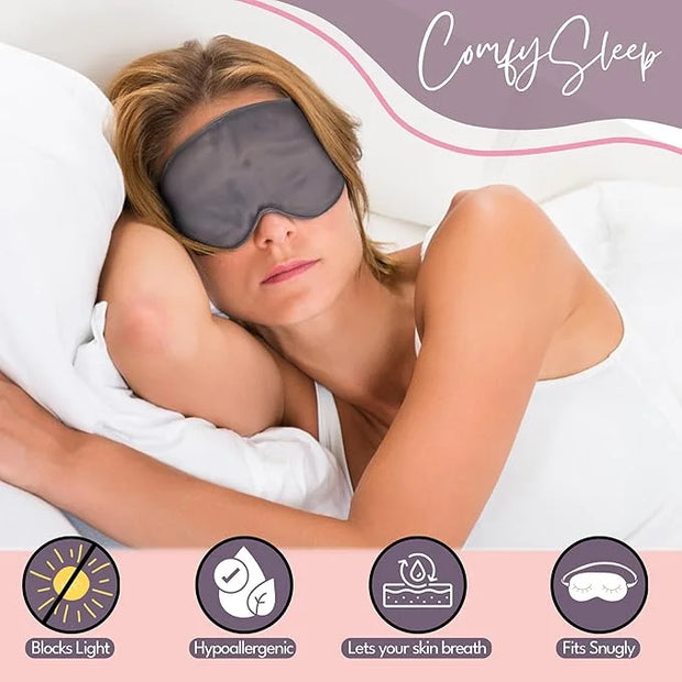 CELESTIAL SILK 100% Silk Sleep Mask for Women with Silk Covered Elastic Strap, Eye Mask for Sleeping (One Size, Charcoal G...