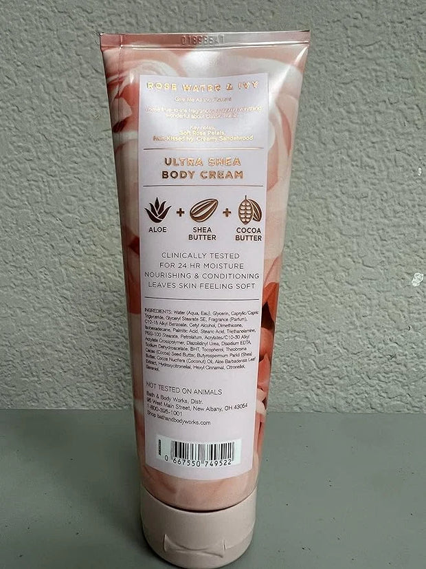 Bath and Body Works ROSE WATER & IVY Ultra Shea Body Cream 8 Ounce (2019 Limited Edition) - Product Image
