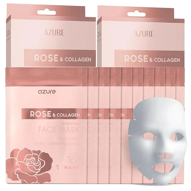 AZURE Rose & Collagen Hydrating Under Eye Pads - Anti Aging, Revitalizing & Moisturizing Eye Mask Patches - Reduces Fine L...