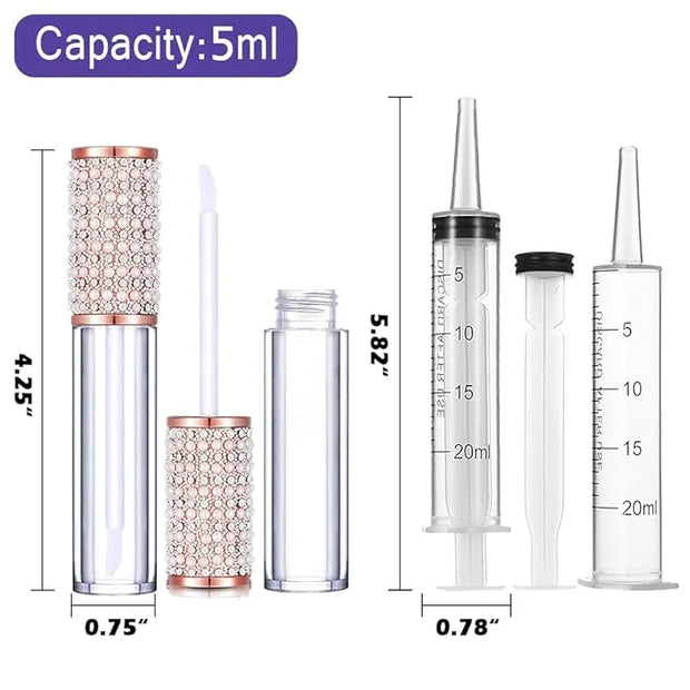 AMORIX 24 Pack Lip Gloss Tubes with Wand 5ml Empty Rhinestone Lip Gloss Containers Cute Lipgloss Bottles Lip Gloss Supplie...
