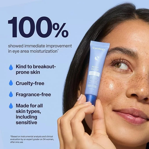 Curology Hydro+ Eye Gel, Hydrating Under Eye Cream with Hyaluronic Acid and Caffeine, 0.5 fl oz - Product Image