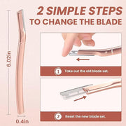 Dermaplaning Tool for- Dermaplane Razor for Women Face with 10 Replaceable Blades - Professional Womens Face Razor Peach F...