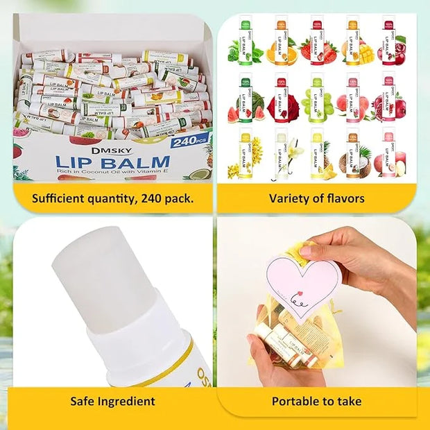 DMSKY 240 Pack Lip Balm, Natural