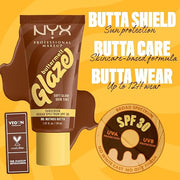 NYX PROFESSIONAL MAKEUP Buttermelt Glaze Soft Glow Skin Tint + SPF 30, Up To 12HR Wear, 08 Nutmeg Butta - Product Image