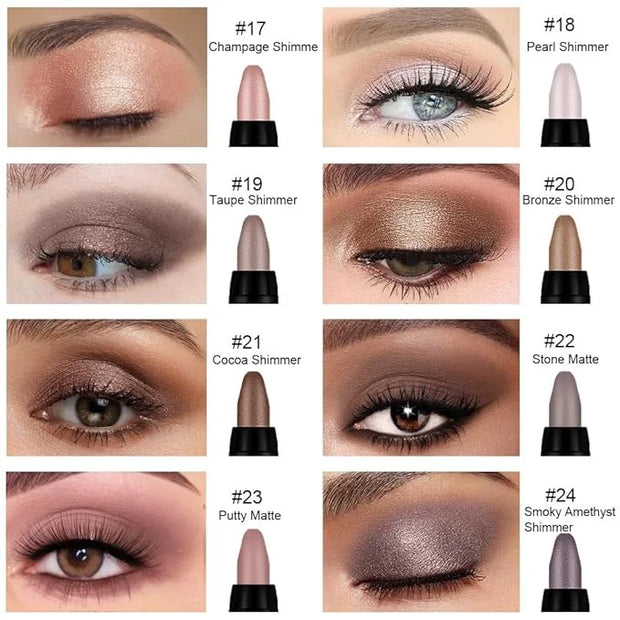 8Pcs Cream Eye Shadow Brightener Stick Makeup Set, Champagne Pearl Taupe Bronze Cocoa Stone Putty Smoky Amethyst Shimmer M...